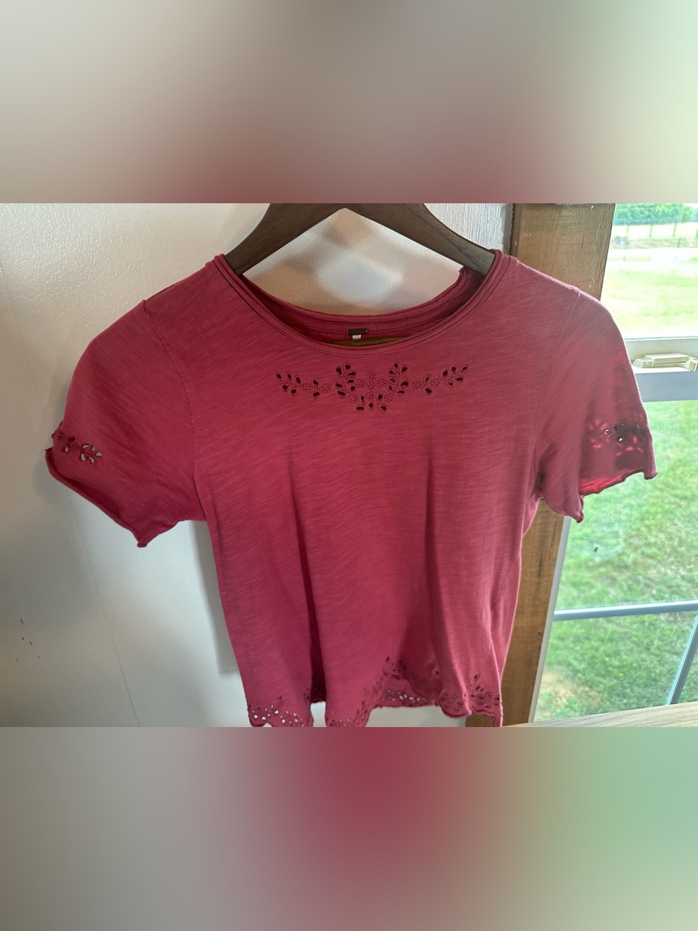 Free People Rose Cutout Short Sleeve Tee